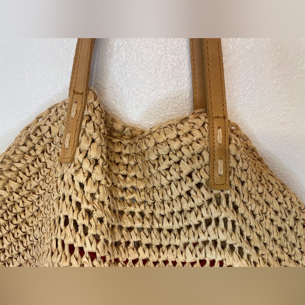 Hearth & Hand with Magnolia Women’s Stylish Tan Multicolor Woven‎ Tote Large Bag - Picture 7 of 9